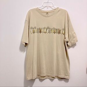 Newport Men’s Blue Tan Colored Surf Palm Tree Tropical Hawaiian Tee